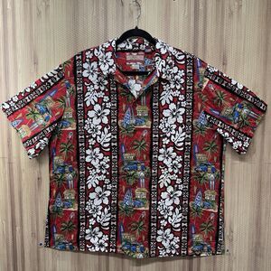 RJC Hawaiian Shirt Mens XL Red Floral Aloha Made In USA Button Front Camp